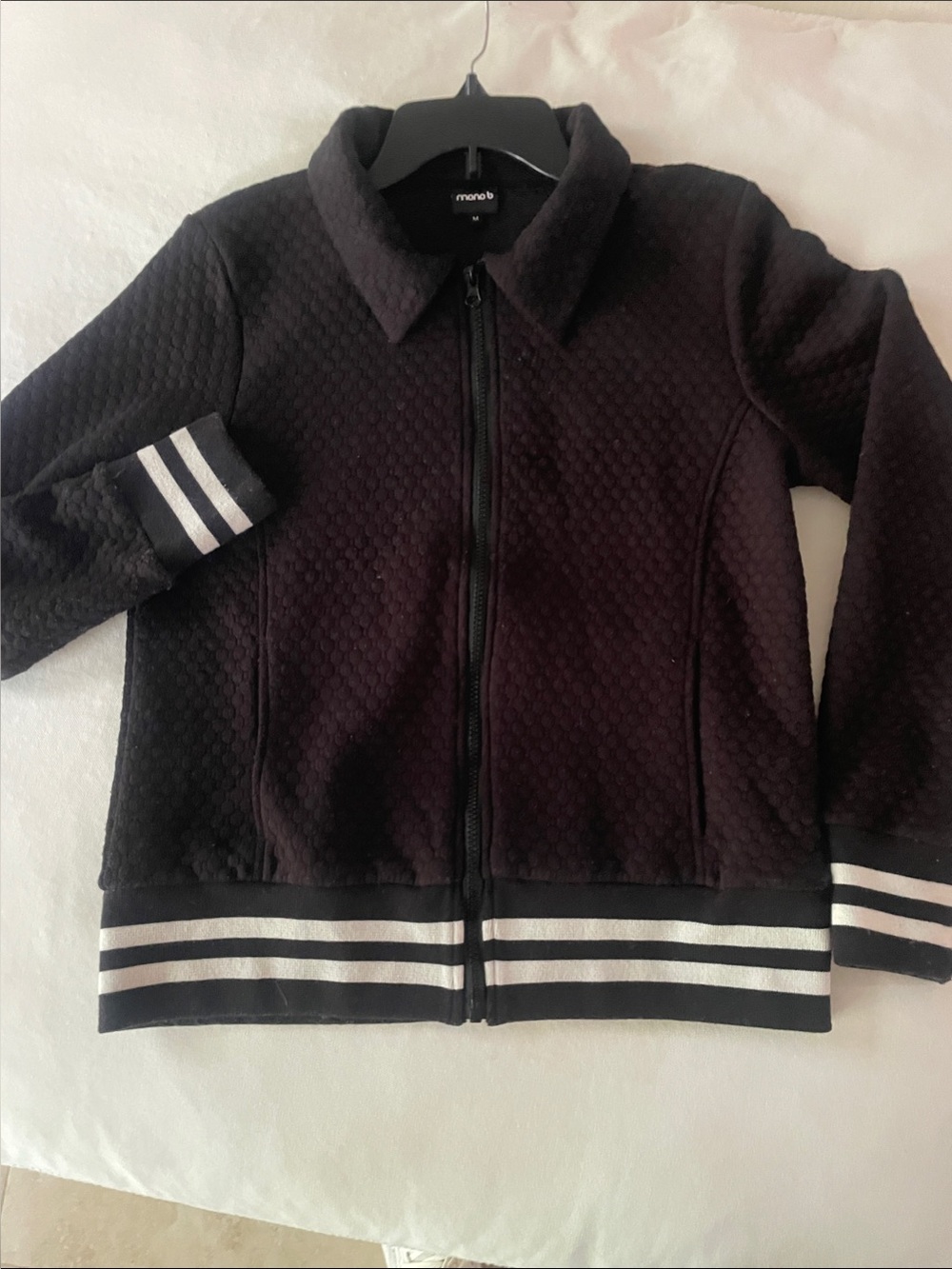 Mono B Retro Stripe Varsity Jacket size medium